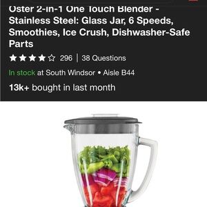 Oster Silver Blender with Glass Jar